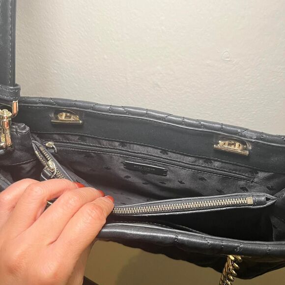 Kate Spade Briar Lane Quilted Willis Black Leather Tote Women's Handbag - Picture 7 of 8